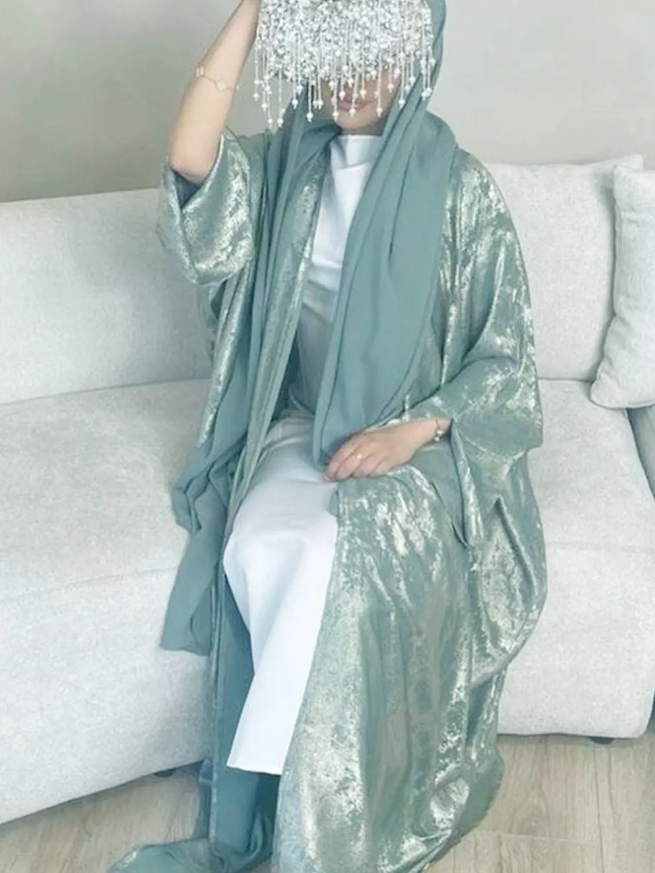 Muslim Women's Lightweight Open Front Abaya, Elegant Plain Woven Fabric, Loose-Fit Long Robe for All Seasons, No Scarf Included, Modesty Abaya, Modest Muslim Outfits, Muslim Clothing