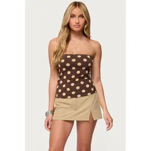 Polka Dot Built In Bra Tube Top