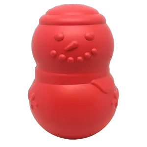 Snowman eDispenser Durable Rubber Chew Toy & Treat Dispenser for Dogs - Large Size 4.25" Tall x 3" Wide - Made in USA - FDA Compliant, Dishwasher Safe