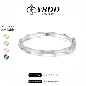 【#574 Bamboo Bangle】32g Full Moissanite Bamboo Bangle 5.5-7.5''vvs Synthetic Moissanite Bracelet in 925 Sterling Silver