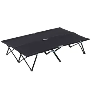 50" Extra Wide 2-Person Folding Camping Cot for Adults, Elevated Portable Outdoor Sleeping Bed with Carry Bag, Ideal for Camping, Hiking
