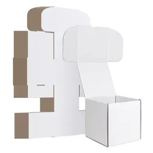 10pcs Square Paper Boxes 15x15x15cm High Quality Corrugated Cardboard, Durable Shipping Gift Packaging for Small Businesses Sturdy Construction Elegant Gift Box