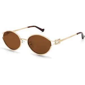 New Trendy Oval Sunglasses for Women Luxury Metal Frame Sun Glasses Ladies Classic Vintage Round Shades Unisex ﻿Retro Oval Sunglasses