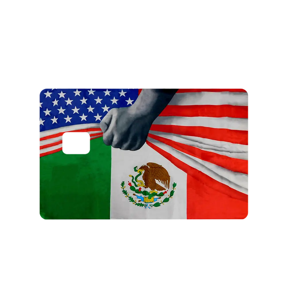 Custom Adhesive Stickers USA Mexico Collaboration Flag Credit Card Sticker - High Quality, Waterproof, Stain Resistant