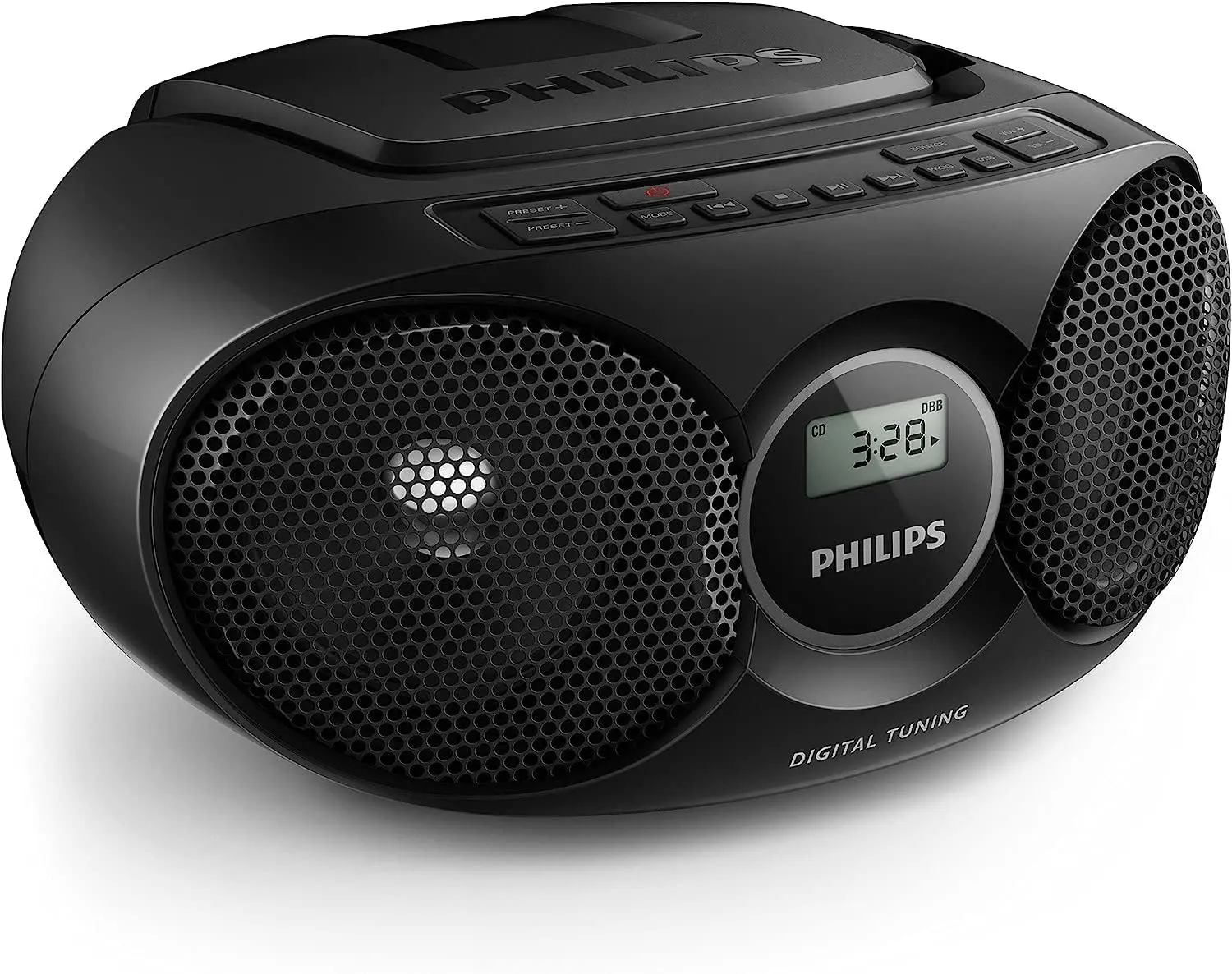 PHILIPS | Portable CD Player Boombox Stereo with Dynamic Bass Boost Speakers, Compact Digital Radio & USB Direct, Rechargeable Battery, LCD Display