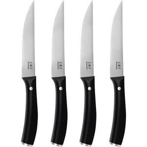 Exquisite 4-piece Steak Knife Set High-carbon Stainless Steel Forged Lightweight Sharp for Kitchen 4.5inch Black