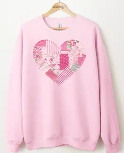 Faux Patchwork Heart Graphic Top Faux Patchwork Heart Graphic Top
