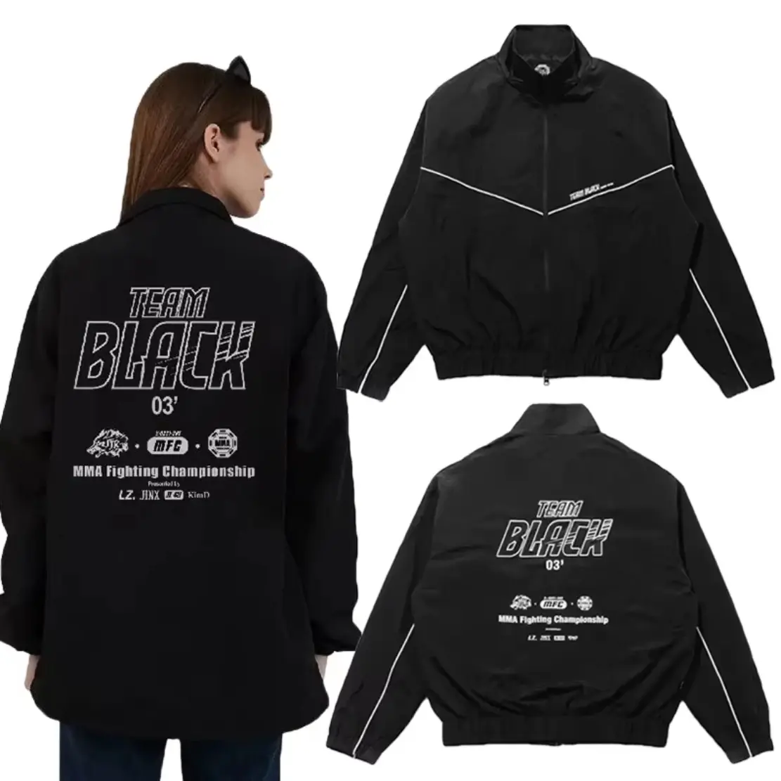 2026 Unisex Black Zipper Jacket, Jinx Manhwa Team Black Jaekyung Cosplay Coat MMA Fight Championship Casual Costume