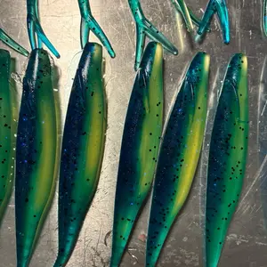 Kash Money Minnow 5in "Smallmouth Slayer" 5 in a Bag Fishing Lures with Vibrant Green and Blue Colors and Black Spots
