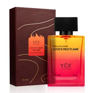 YCZ Love's Red Flame EDP 50ml Spicy Woody Fruity Scent with Lemon Vanilla Long Lasting Eau de Parfum for Men Intense Amber Oud Fragrance Perfume
