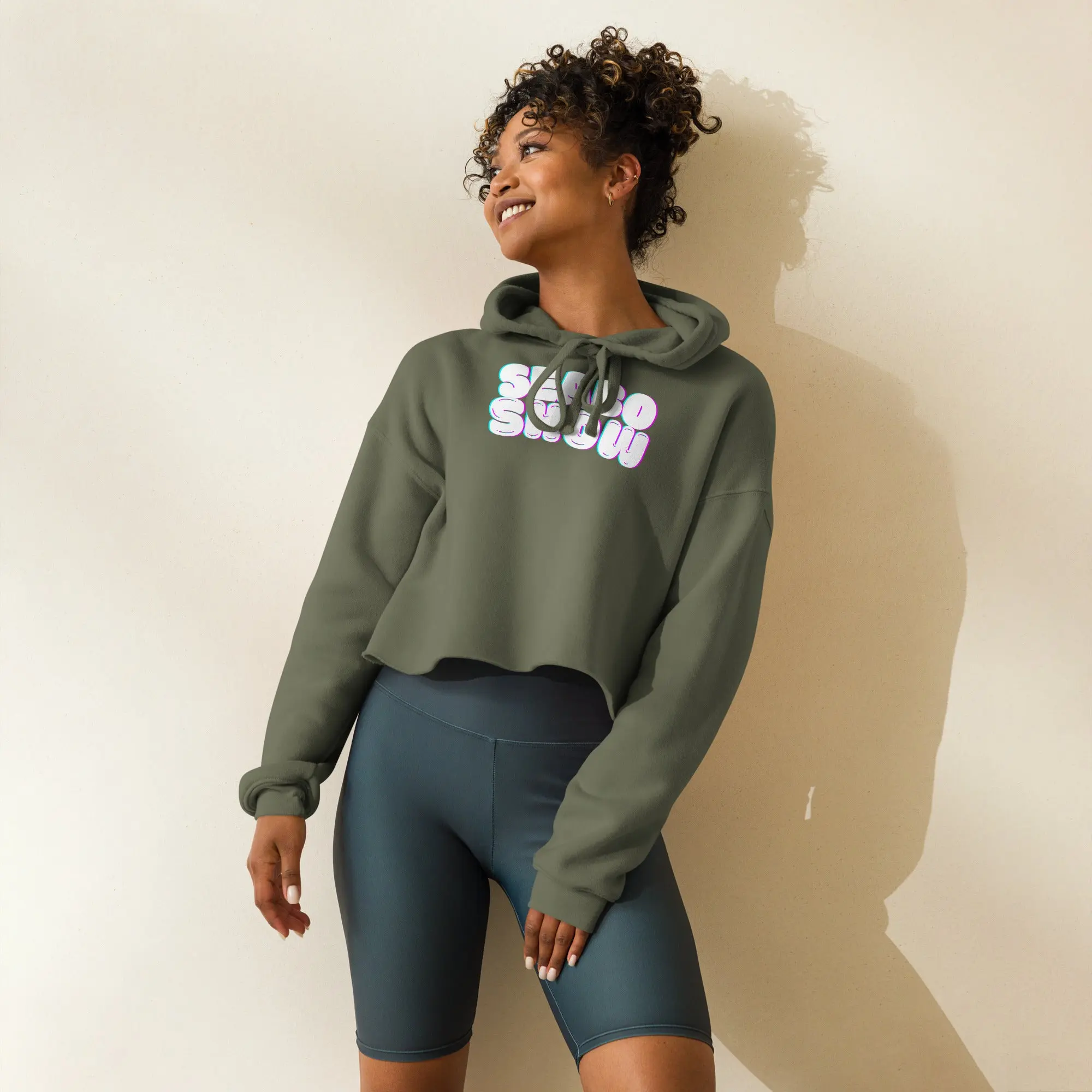 Seabo Show Bubble Glitch Crop Hoodie