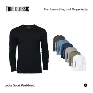 True Classic Long Sleeve Henley Shirt – Soft, Breathable, Premium Fitted Tee – Stylish & Comfortable – Perfect for Casual Wear or a Night Out
