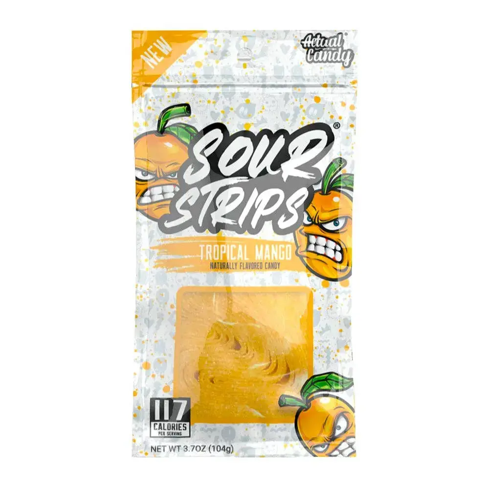 Maxx Chewning Natural Tropical Fruit Flavors Mango Fruit Snacks - Chewy, Tangy-Sweet, Gluten-Free, Bite-Sized Sour Strips Candy, 3.7oz, Resealable Packaging, Suitable for Friends, School