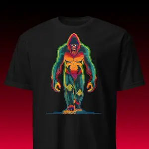 Men's gorilla with thermal imaging effect Graphic T-Shirt - Short Sleeve Crew Neck Regular Fit Casual Wear | Soft & Breathable Fabric, Durable Print, Everyday Comfort, Machine Washable, glitch core, thermal heat map, digital art rave, electronic music