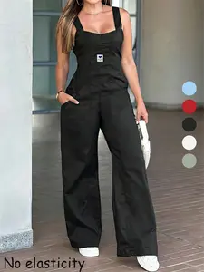 New Spring Autumn Women's Overalls, Womenswear, Vintage & Cool Style, Casual Fitted Pants, Plain Pattern, All Seasons Wear