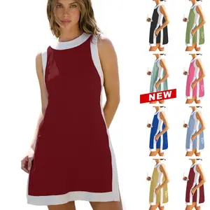 Tanming Women's 2 Piece Sets Casual Color Block Crewneck Short Sleeve Pullover Tops Matching Shorts with Pockets Lightweight Activewear