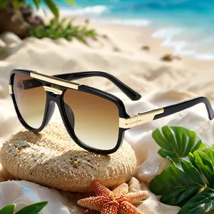 Gradient Sunglasses - Stylish UV Protection with Elegant Large Frame Design for Men and Women - Ideal for Beach, a casual outing, and Everyday Wear - Premium Quality Frame and Lenses tangle free aviator sunglass summerwins