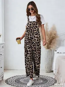 Women's Casual Loose Fit Romper, Workwear Style Print Romper, Comfortable and Stylish One-Piece for Daily Wear Overalls