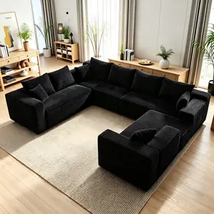【2 Packages Shipping】138'' Oversized U Shaped Sectional Couches, 8 Seater Modular Boneless Cloud Sofa with Chaise Lounges, 4-in-1 Flexible Combination Deep Seat Corner Large Couch,No Assembly for Living Room