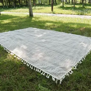 Boho Style Lace Tassel Picnic Mat, 1 Count Lightweight Foldable Picnic Blanket, Portable Picnic Mat for Outdoor Camping, Lawn Picnic, Outdoor Camping Supplies