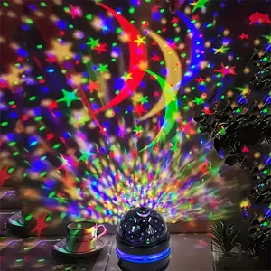 Starry Night Magic Ball Lamp - Rotating Crystal Projection with Remote Control, Moonlight Atmosphere and Aurora Effect, USB Powered