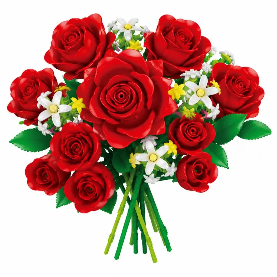 Contixo BK09 Star Floral Building Blocks Kit, Buildable Rose Bouquet, Decorative Decor Piece, Gift for Kids, Above 3Yr