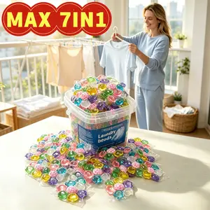 7-in-1 Premium Scented Laundry Detergent Pods, 10ML Concentrated, 0.8LB Bucket Pack, Anti-Static, Softening, Instant Water-Dissolving, Long-Lasting Fragrance, All-Purpose Household Cleaning Active Ingredient