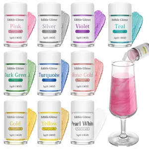 10 Edible Glitter Set 5g/Bottle Food Grade for Drinks Wine Cakes Strawberries Christmas Birthday Holiday Decor Gift Food-Grade Certified Cupcake Brownies Decoration Buttercream Creamy Baked