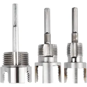 3 Pcs Pipe Thread Cutting Tool, Integrated Internal & External Pipe Threading Tool PVC Pipes Threader Kit for Electric Drill, 1/2", 3/4", 1" Sizes