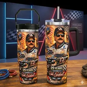 Dale Earnhardt 25 Years Tribute 40oz Tumbler, NASCAR Legend Memorial Cup, Racing Fan Gift, Number 3 Car Mug, In Memory Drinkware