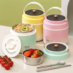 1.2L Large Capacity Stainless Steel Insulated Lunchbox, Thermal Lunch Boxes, Portable Rice Cup with Compartments, 12-Hour Heat Retention, Ideal for Outdoor Picnics