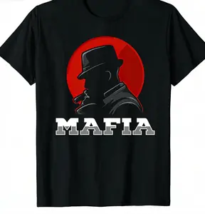 Mafia Mob Boss Silhouette Unisex T-Shirt - 100% Cotton Retro Crime Style Tee