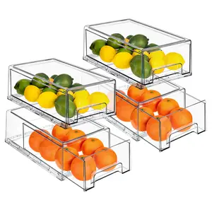 Sorbus Fridge Drawers - Clear Stackable Pull Out Refrigerator Organizer Bins - Food Storage Containers for Kitchen, Refrigerator, Freezer & Vanity