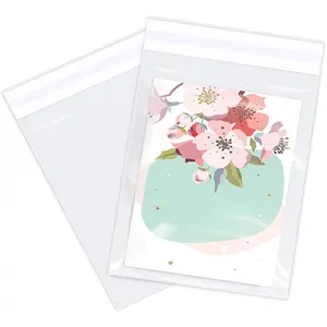 5" x 7" (100 Count) Clear Cellophane Bags - Self Sealing Cello Plastic Poly Bags- for A2 A4 A6 Cads & Envelopes, Bakey, Cookies, Candies