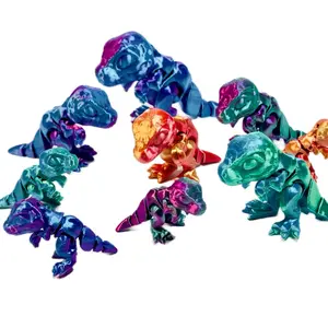 Colorful Articulated Dinosaur Figurine - Multi-Colored Flexi Dinosaur - Fun Desk Decor or Gift for Dino Lover