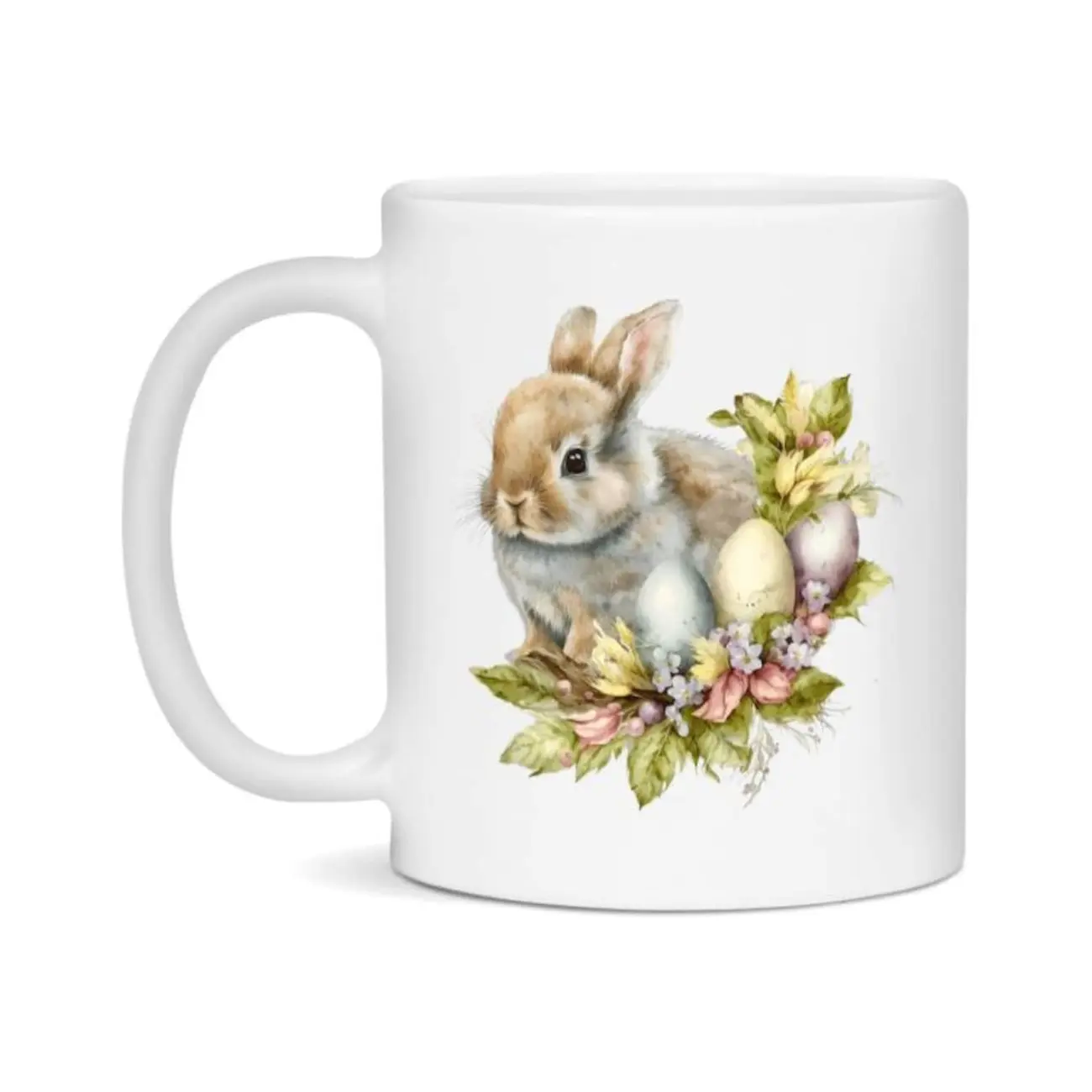 Easter Bunny Coffee Mug, Kawaii Easter Bunny Easter Gift, Cute Bunny Mug, 11Oz Or 15Oz White Ceramic Cup, Double-Sided IJS