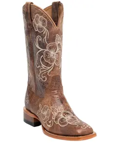 Shyanne Women's Lasy Floral Embroidered Western Boot Broad Square Toe - Bbshysp20l4