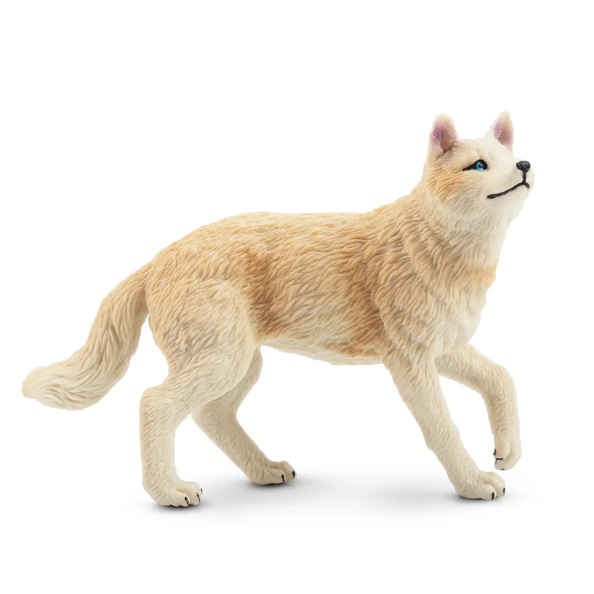 Toymany Hand-Painted Standing White Arctic Wolf Figurine – Realistic Animal Model, Perfect for Early Education, Montessori Sensory Play, Cake & Party Decorations, Desk & Home Décor, Thoughtful Gifts, and Collectible Figurine