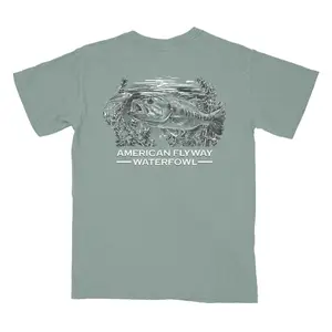 American Flyway Waterfowl Men's Premium Lure Graphic T-Shirt - Short-Sleeve Round Neck, Light Green, Optimal Visibility, Durable, Casual Sports Tops, Sporty Outdoor Crewneck Top, Sporty Sports Tops