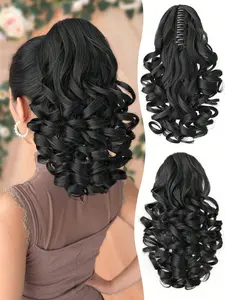 Claw Shaped Ponytail Extension, to Gradient, 14 Inch Deep Wave Synthetic Wig, Perfect for Festive & Party Occasions