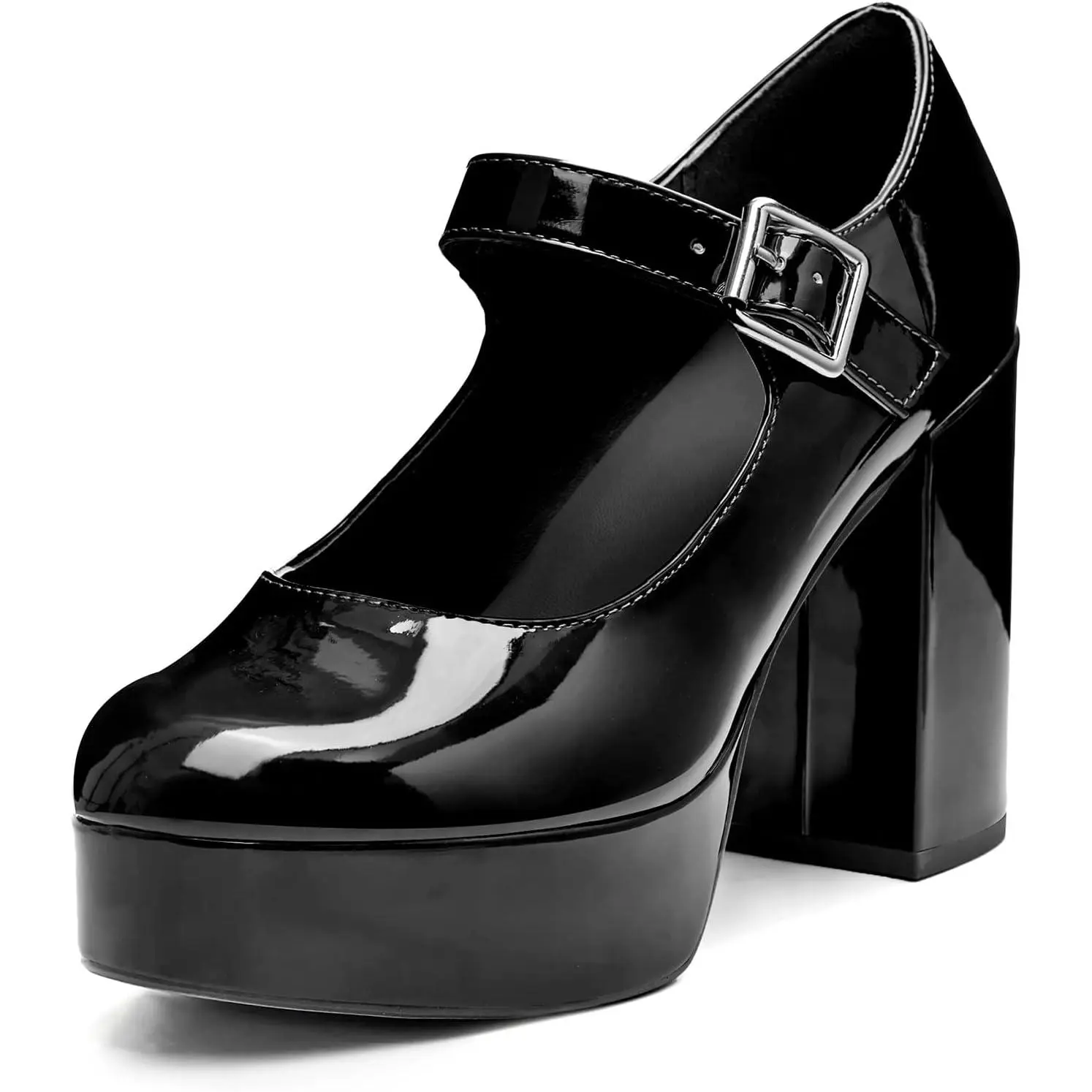 Coutgo Womens' T-Strap Round Toe Chunky Platform Heels Patent Mary Jane Dress Shoes Elegant Footwear Coutgo Womens' T-Strap Round Toe Chunky Platform Heels Patent Mary Jane Dress Shoes Elegant Footwear