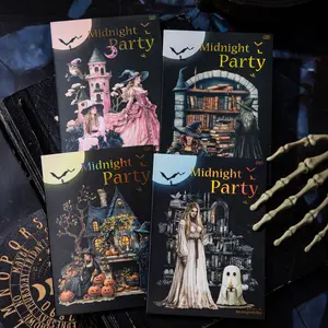 Gothic Halloween Sticker Book, Decorative Sticker, Midnight Party Series, 20 Sheets/book, Pet & Washi Paper, Journaling Supplies, Water Bottle Decoration