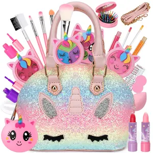 TikTokShopSpringGlowUp 25 PCS Kids Makeup Kit for Girl - Safe and Washable Makeup for Kids, Girls Makeup Kit, Toddler Makeup Kit with Cosmetic Case, Kids Toys, Play Set, Halloween, Christmas Gifts, Girls Toys Age 3-12