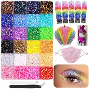 30000Pcs Resin Rhinestones for Crafting with Tweezers, Mixed-Color 3mm Non Hotfix Flatback Gems, Bedazzling Crystal for DIY Crafts Clothing Tumblers Mugs Shoes Fabric Decor Nail Art Makeup
