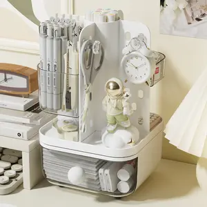 Rotating Desktop Storage Box, Multi-Functional Student Desk Organizer, Stationery Drawer Holder, Bookshelf Hole Board Rack, Desk Accessories