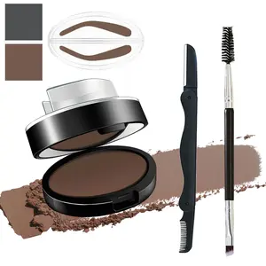 QIUFSSE 6-In-1 Eyebrow Stamp & Pomade Kit - Waterproof Smudge-Proof Brow Shaping Set, Includes Stencils & Brushes for Flawless Brows
