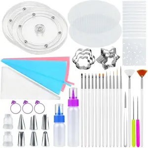 112 count Cookie Decorating Kit Supplies Including  Turntable Brushes Scribe  Bags Icing Bottle for Cookie Cupcake Cake Decoration