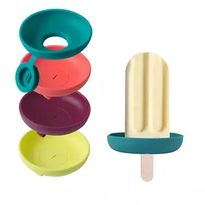 4-Pack Silicone Ice Cream Holders No-Mess Leak-Proof Popsicle Stands for Kids Reusable Drip Guard Perfect for Summer Treats & On-the-Go Snacks Safe BPA-Free Dishwasher-Safe Portable