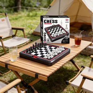 Magnetic 2 in 1 Chess Set, 9.25 Inch Chess & Checkers Set with Storage Box, Portable Travel Chess Board Game for Adults & Kids, Family Board Games
