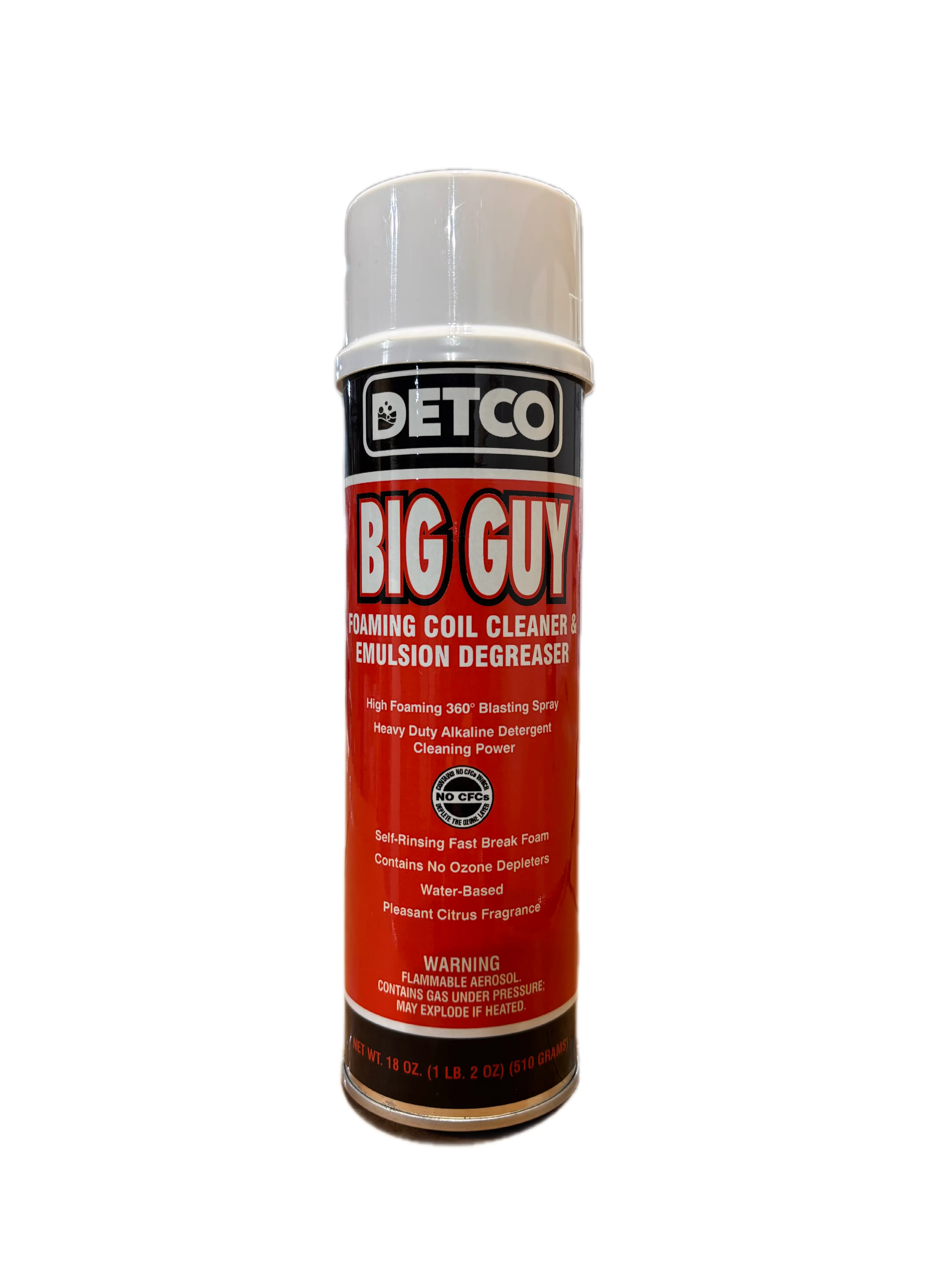 DETCO Big Guy Lemon Eco-Friendly Clinging Foam Coil Cleaner, 1 Can Degradable Degreaser for Automotive Heating & Cooling Fins Cleaning, Pleasant Citrus Scent, Foaming Coil Cleaner